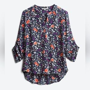 Daniel Rainn, Koda Split Neck floral Blouse in navy, women's medium, stitch fix